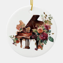 Ornamento navideño de Grand Piano y Floral