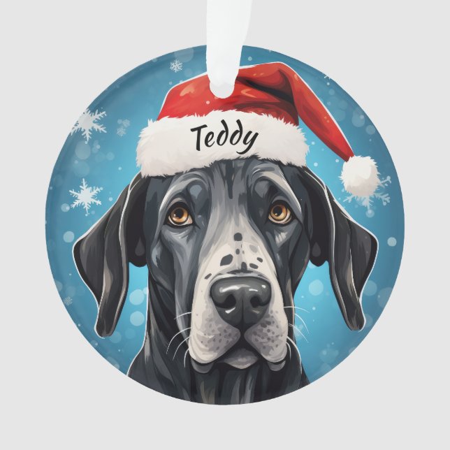 Ornamento navideño de Great Dane Personalizado (Anverso)