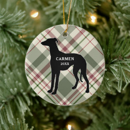 Ornamento navideño de Greyhound Plaid