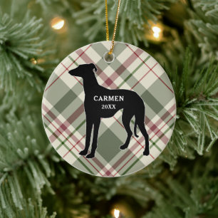 Ornamento navideño de Greyhound Plaid