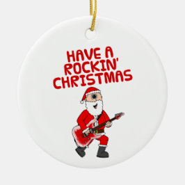 Ornamento navideño de guitarra eléctrica de Santa