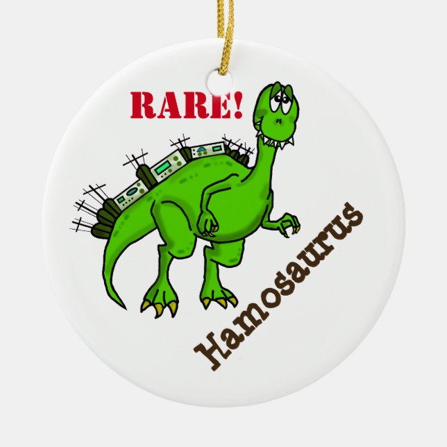 Ornamento navideño de Ham Radio Dinosaur (Frente)
