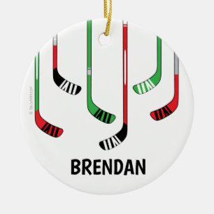 Ornamento navideño de hockey personalizado persona