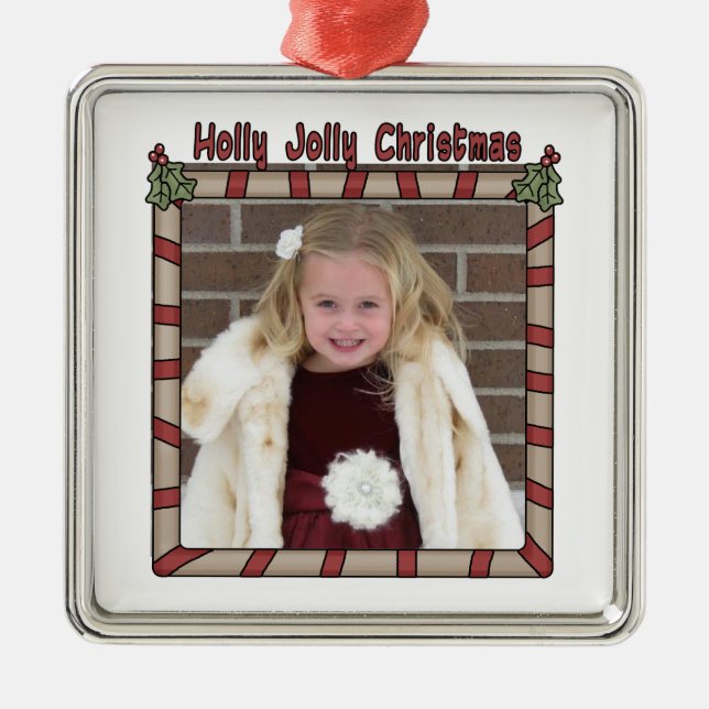 Ornamento navideño de Holly Jolly (Frente)
