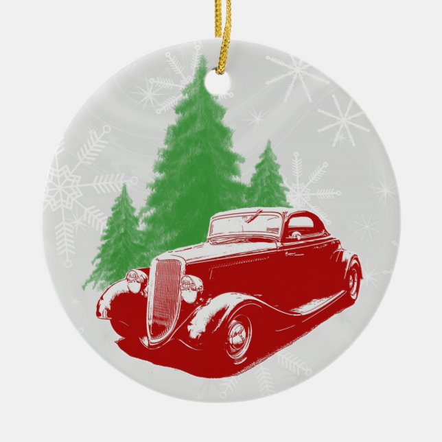 Ornamento navideño de Hot Rod (Frente)