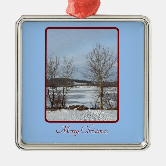 Ornamento navideño de invierno del lago Galena (Frente)