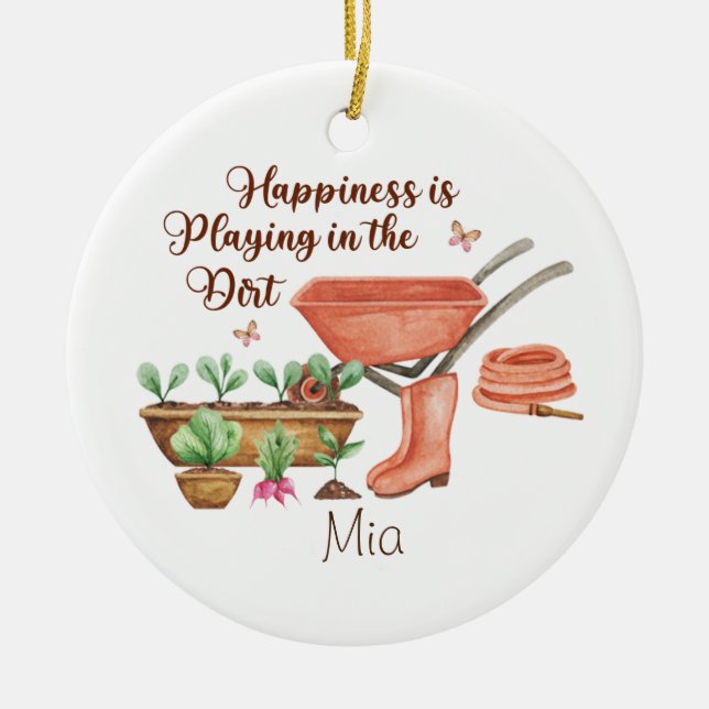 Ornamento navideño de jardinería personalizado (Frente)
