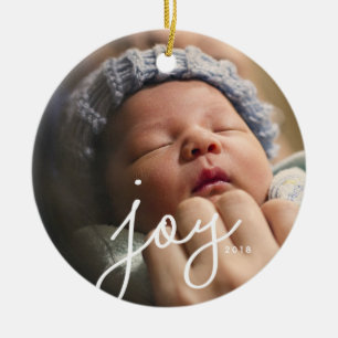 Ornamento navideño de Joy Photo Personalizado