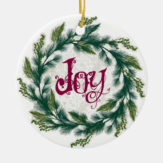 Ornamento navideño de Joy Wreath (Frente)
