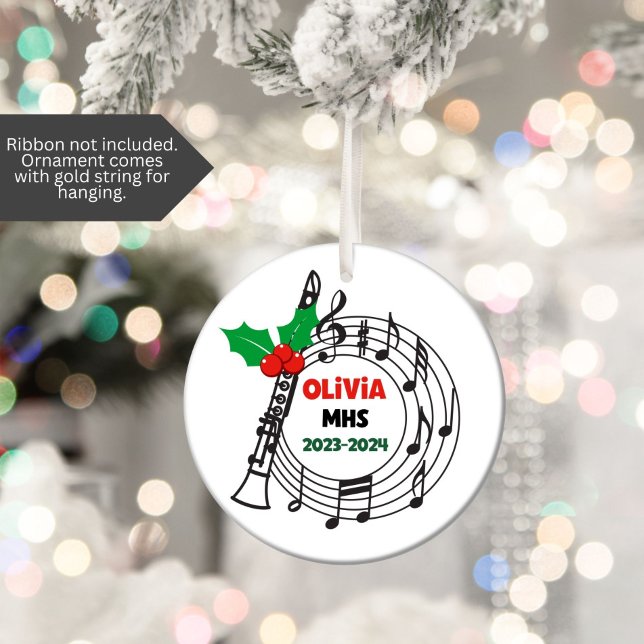 Ornamento navideño de la banda Clarinet (Christmas ornament for a marching band member that plays clarinet)