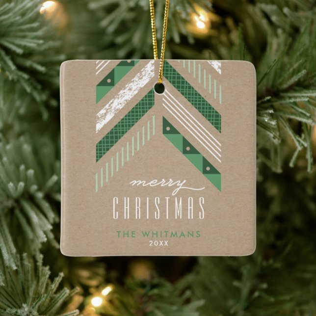 Ornamento navideño de la banda Herringbone - Verde (Árbol)