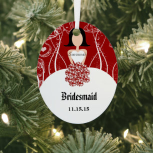Ornamento navideño de la Boda del vino de la dama 