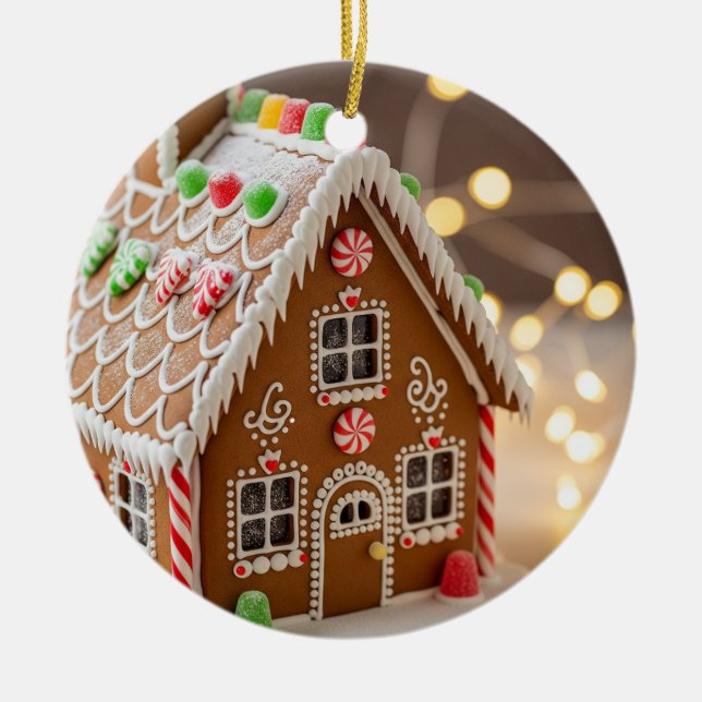 Ornamento navideño de la casa del jengibre (Frente)