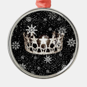Ornamento navideño de la corona de plata de Miss E