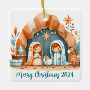 Ornamento navideño de la escena de la natividad pe