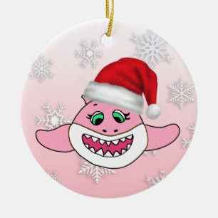Ornamento navideño de la familia de bebés tiburone