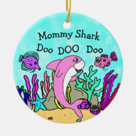Ornamento navideño de la familia de los tiburones 