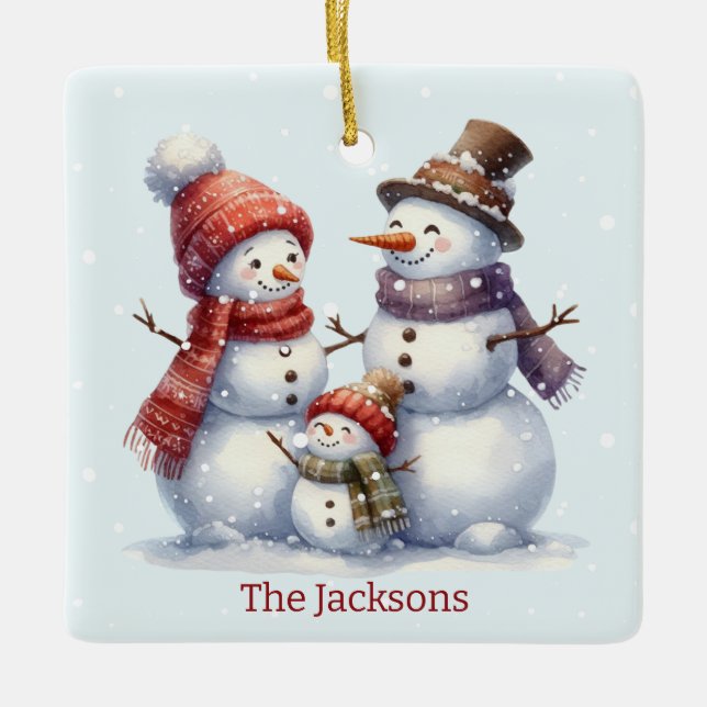 Ornamento navideño de la familia de Snowman person (Anverso)