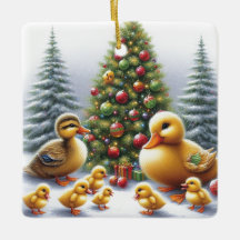 Ornamento navideño de la familia Duck