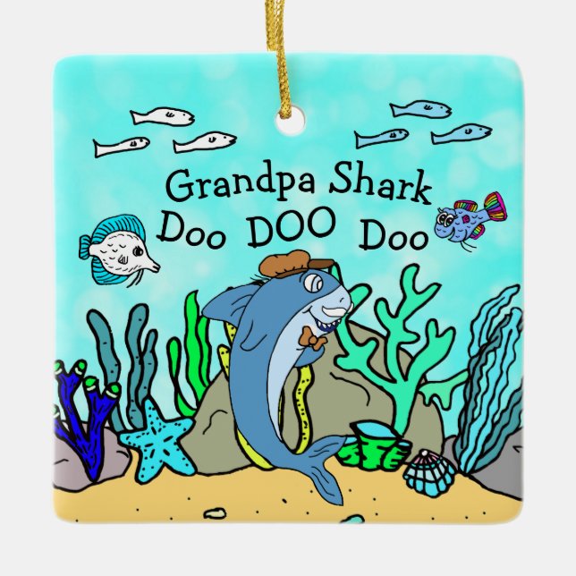Ornamento navideño de la familia Grandpa Shark (Anverso)