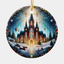 Ornamento navideño de la Iglesia del Vidrio Mancha