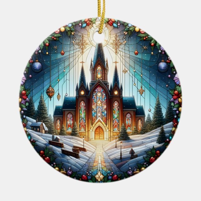 Ornamento navideño de la Iglesia del Vidrio Mancha (Frente)