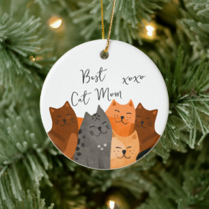 Ornamento navideño de la mamá del gato lindo