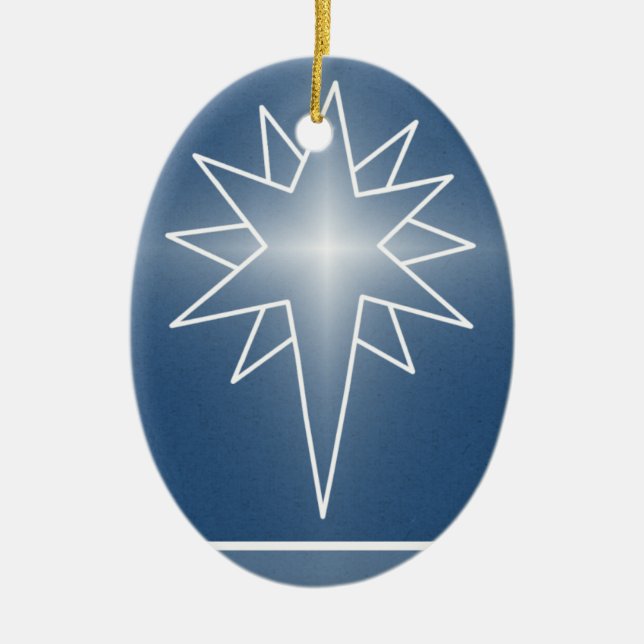 Ornamento navideño de la oveja de la estrella del  (Frente)