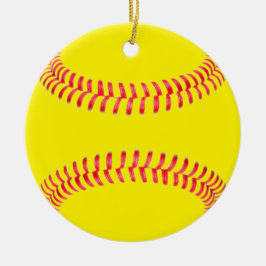 Ornamento navideño de la ronda del softball amaril