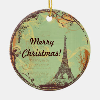 Ornamento navideño de la Torre Eiffel en verde