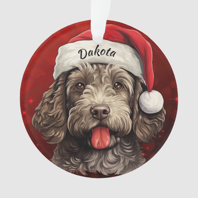 Ornamento navideño de Labradoodle Personalizado (Anverso)