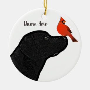 Ornamento navideño de Labrador y Cardenal