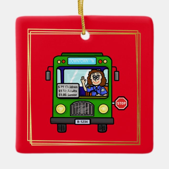 Ornamento navideño de las conductoras de autobús (Anverso)