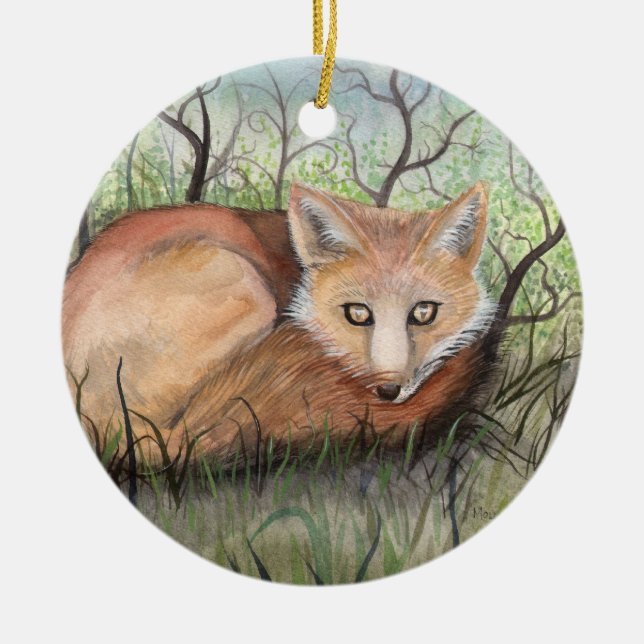 Ornamento navideño de Little Red Fox (Frente)