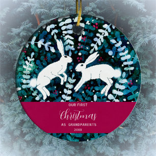 Ornamento navideño de los conejitos blancos de col