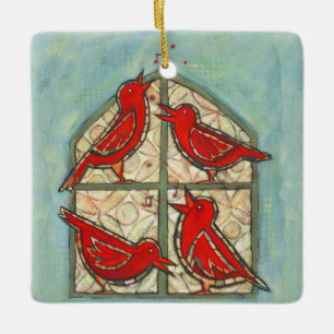 Ornamento navideño de los cuatro pájaros que lla