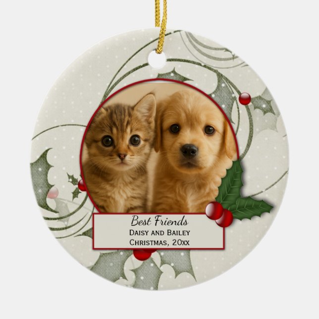 Ornamento navideño de los mejores amigos y amigos  (Frente)