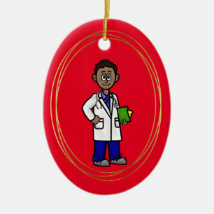 Ornamento navideño de Médica negro masculino