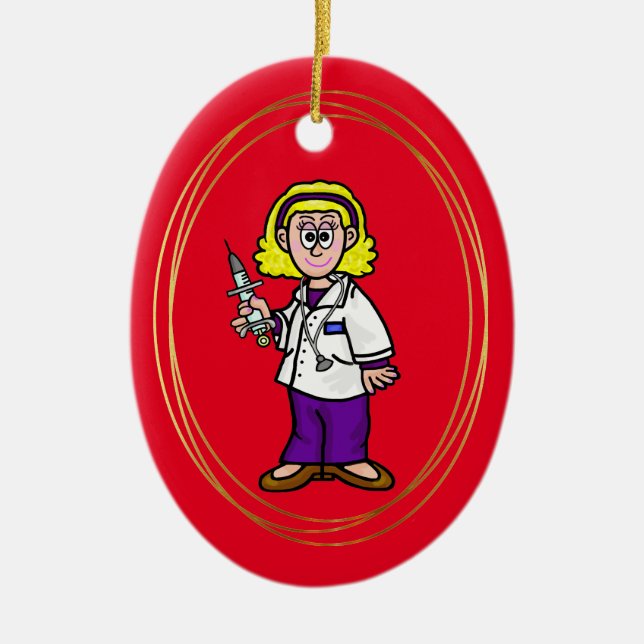 Ornamento navideño de Médica rubia (Frente)