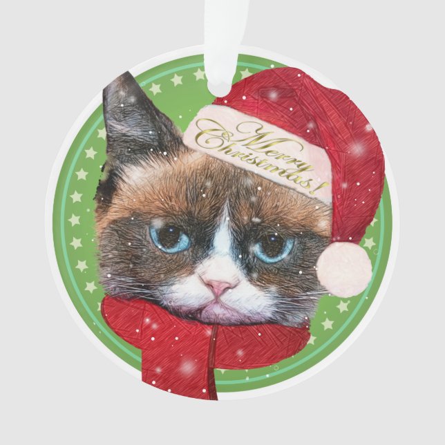 Ornamento navideño de Meowy Santa Cat (Anverso)