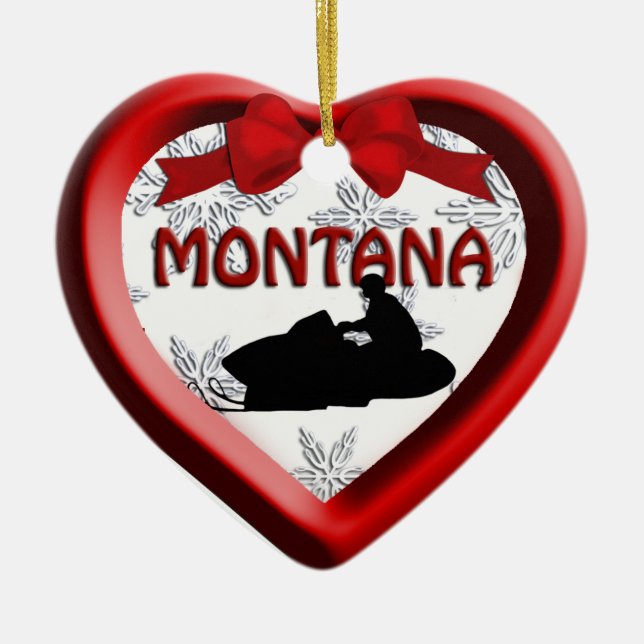 Ornamento navideño de Montana Snowmobile (Frente)