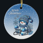 Ornamento navideño de Navidades de Snowman<br><div class="desc">Hermoso ornamento navideño de Navidades de Snowman</div>