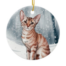 Ornamento navideño de Navidades del círculo gato a