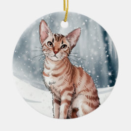 Ornamento navideño de Navidades del círculo gato a