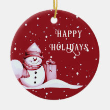 Ornamento navideño de Navidades nevados rojo