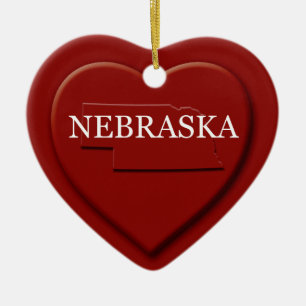 Ornamento navideño de Nebraska Heart Map