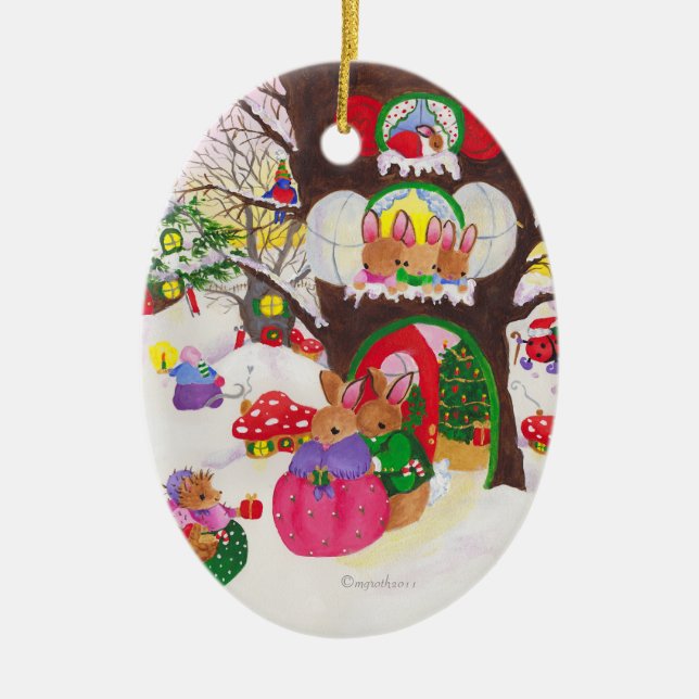 Ornamento navideño de Oval Woodland (Frente)