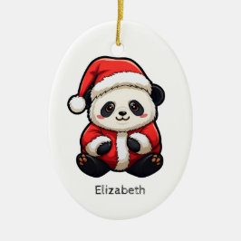 Ornamento navideño de Panda Santa Claus personaliz