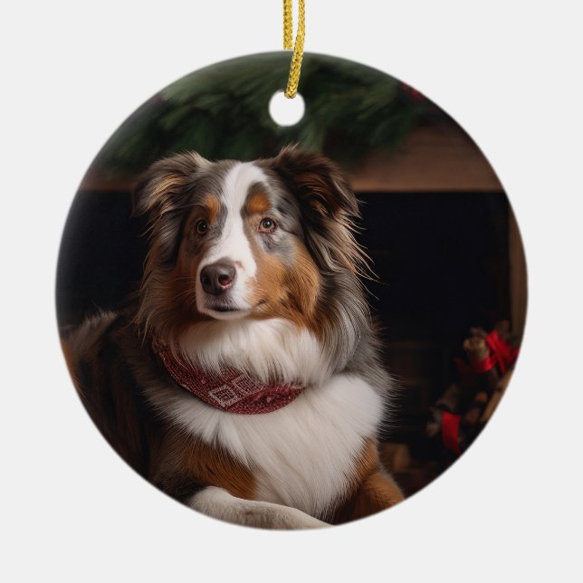 Ornamento navideño de pastores australianos (Frente)