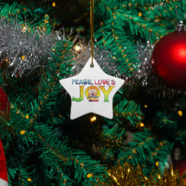 Ornamento navideño de paz, amor y alegría